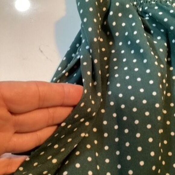 NEW Draper James RSVP Green Polka Dot Dress Sz 1X Cinched Waist - Picture 5 of 9